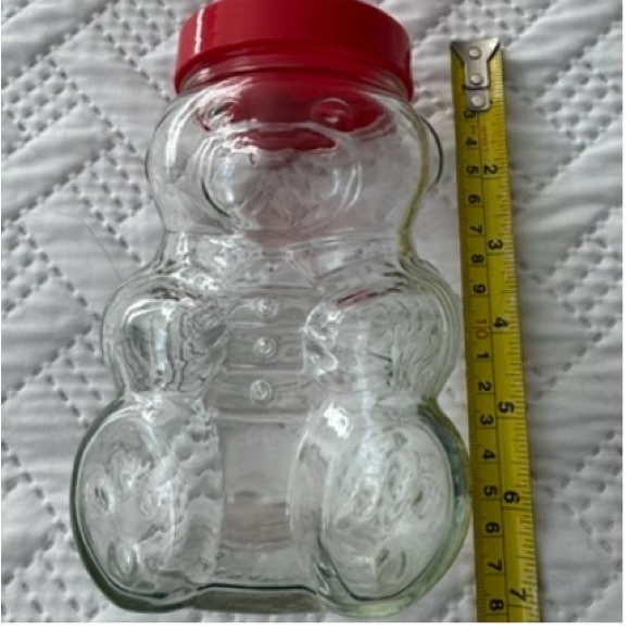 Kraft Glass Bear Peanut Butter 1980s Vintage Jars Red and Green Lids Piggy Bank - Picture 5 of 10